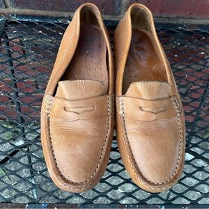Mercanti Fiorentini Tan Camel Leather Penny Loafer Driving Shoes Women's 7.5 B